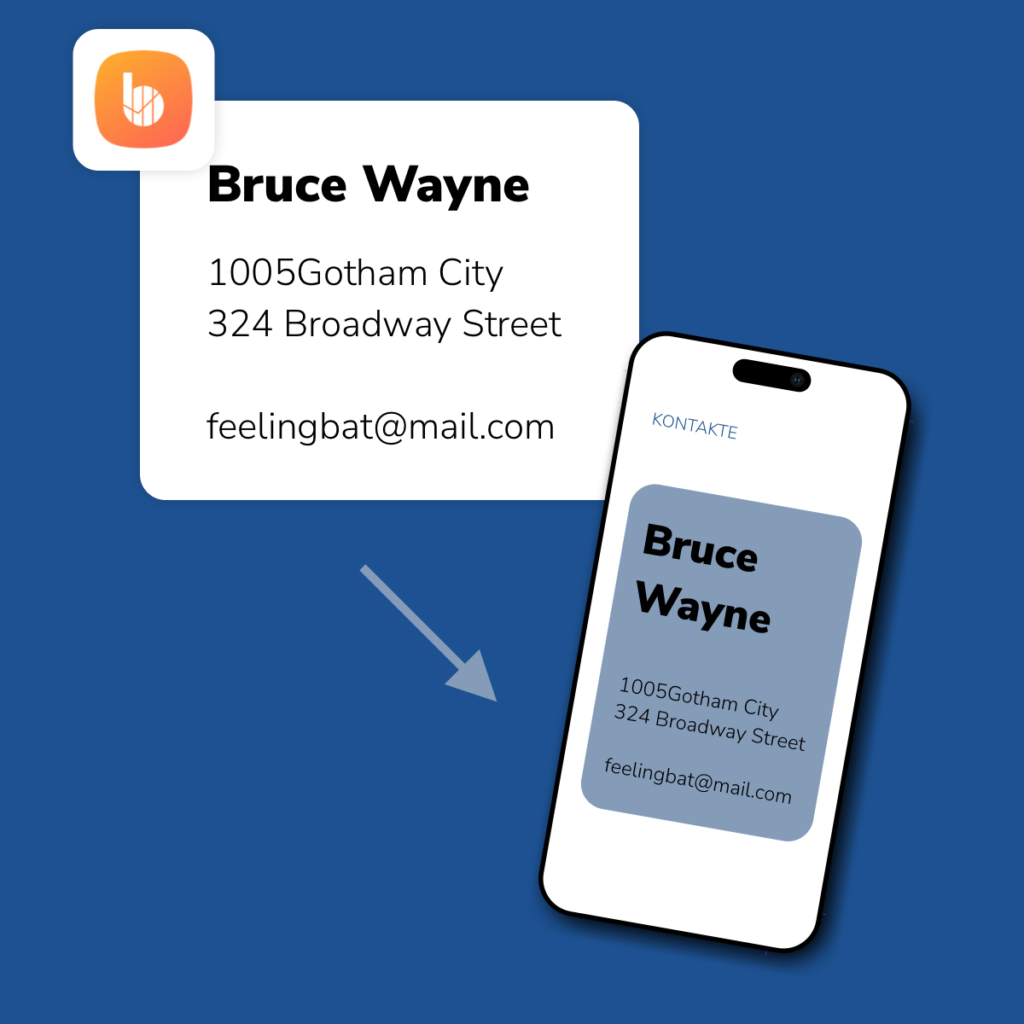 Kontakt aus bookitup erscheint automatisch in den Smartphone-Kontakten