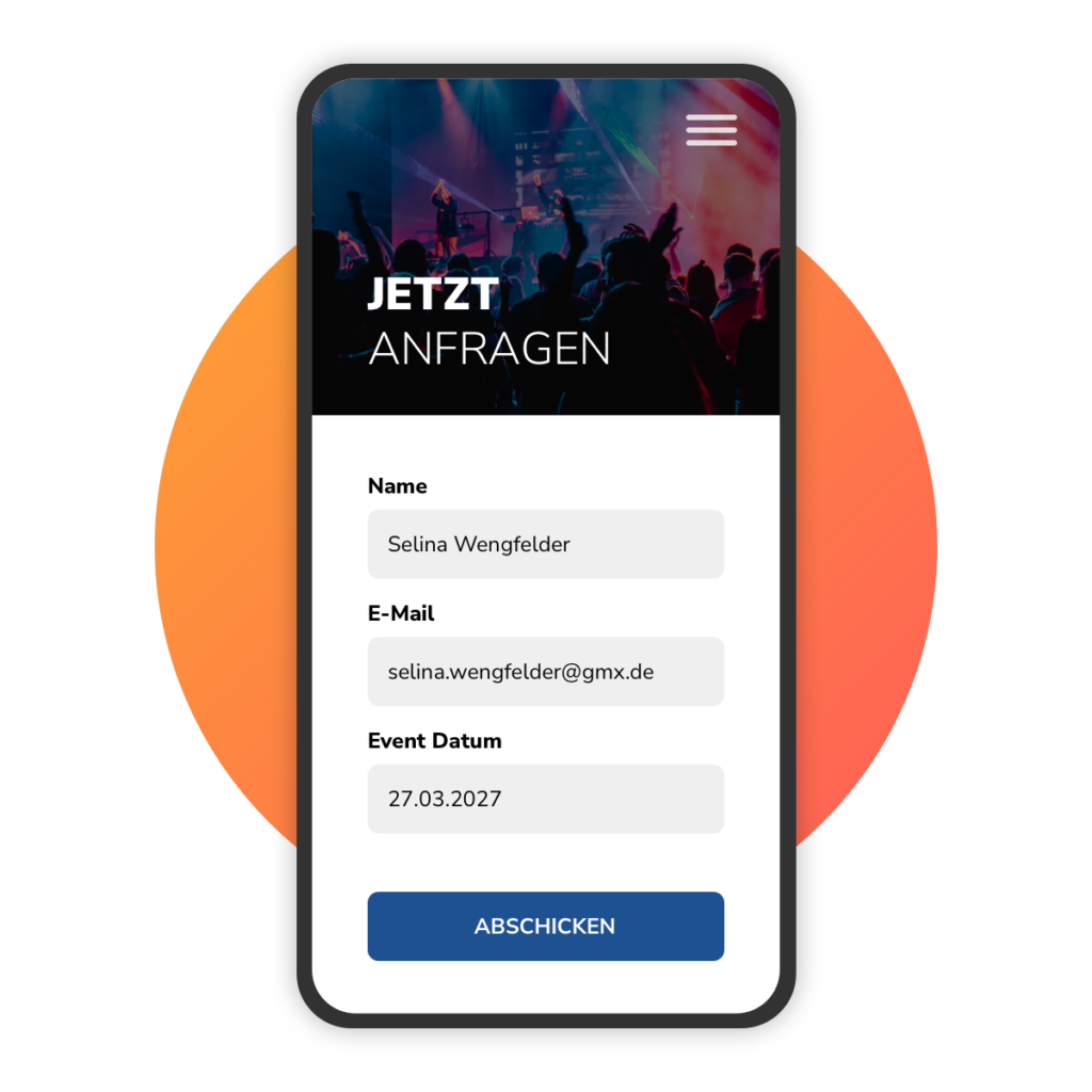 Kontaktformular auf dem Smartphone